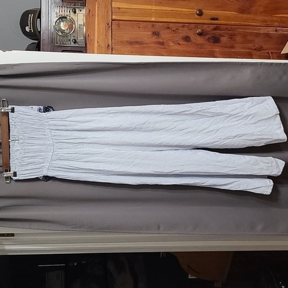 Jessica Simpson Strapless Jumper Blue/Navy Striped Pockets Wide Leg Sz XS EUC - Picture 5 of 8